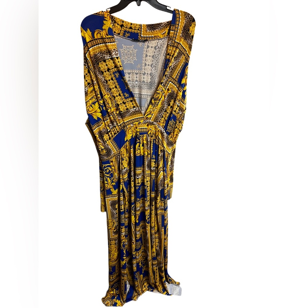 Blue gold long dress